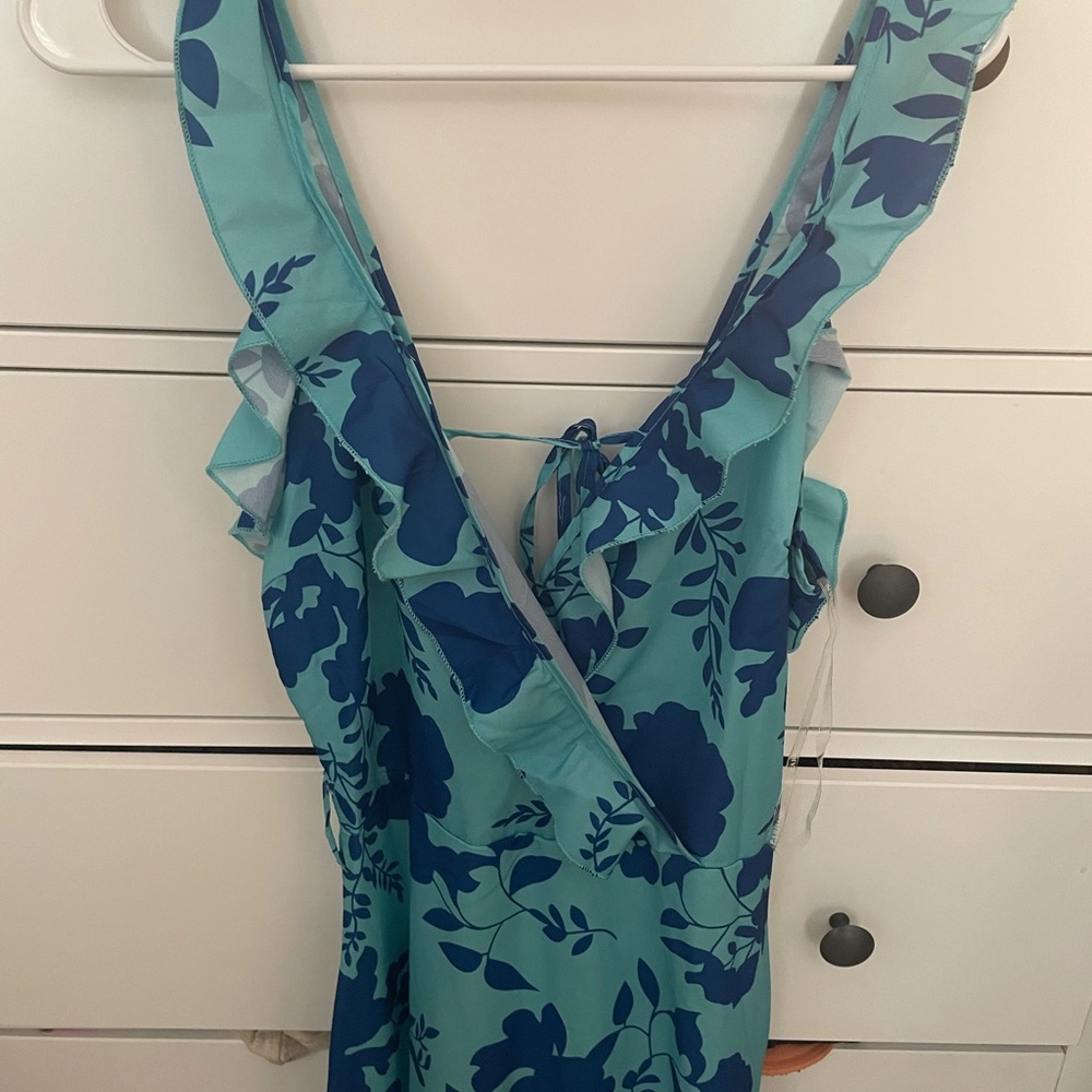 Blue floral mini dress